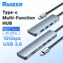 RAGEER Docking station multifunzione 7 in 1 di tipo C per laptop con porta di ricarica 4K HDMI, USB 3.0, TF+SD USB 2.0 e PD 100 W