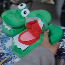 Pantofola da donna uomo 2022 inverno apertura della bocca pantofola da casa scarpe pantofole in coccodrillo scarpe animali in cotone parodia carina