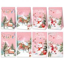 12/24 stücke rosa Vintage Weihnachts geschenk Taschen Santa Schneemann Weihnachts feier Gunst Tasche Weihnachten Süßigkeiten Keks Verpackung Beutel liefert