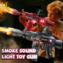 HUIQIBAO Electric Smoke Light AK Rifle Toy With Light Linkage Gun Outdoor Holiday Christmas gifts for Adult Boys