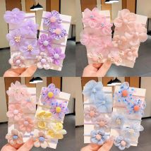 10Pcs Children's mesh flower hair loop with good elasticity baby tie headband princess headwear cute girl elastic band