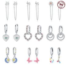 Neue 100 % 925 Sterling Silber Sonne Blume Herz Klar Zirkon Funkelnden Eardrop Ohrringe Frauen Mädchen Schmuck Party Geschenke