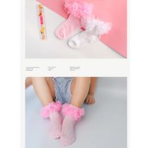 Pink flounces cotton socks girl children socks baby socks big petals princess socks white dance socks