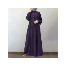 Dubai Turkey Islam Kaftan Clothes Muslim Abaya Retro Solid Color O-neck Dress Dubai Muslim Pullover Casual Europe America Dress