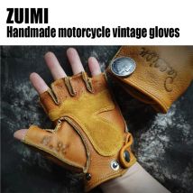 Motorrad handschuhe Herren fahren Retro Motorrad fahrer rutsch feste haltbare halbe Finger finger lose Fitness echte Ziegenleder handschuhe