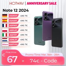 HOTWAV Nota 12 2024 6.8 ''HD + Smartphone Android 14 OS 6GB 128GB Telefono cellulare 48MP + 16MP Fotocamera 5160mAh Octa-core Cellpone