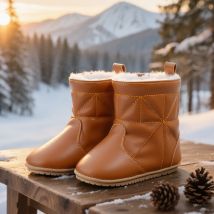 Retro PU Leder Baby Jungen Mädchen Casual Booties Winter Einfarbig Warme Indoor Outdoor Wanderschuhe Gummi Weiche Anti-slip sohle