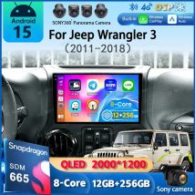 Radio samochodowe z Androidem 15 i funkcją CarPlay do Jeep Wrangler 3 JK 2011-2018, odtwarzacz multimedialny GPS, autoradio, nawigacja, stereo, 4G+WIFI, DSP, 2din