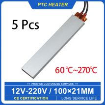 5 Stück 100*21mm 60 ° C~270 ° C Thermostatisches Keramik-PTC-Heizblech, Aluminiumgehäuse, Heizplatte, Heizzubehör, 12 V ~ 220 V
