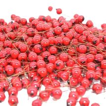 200 Pieces Red Artificial Berries with Stamen Faux Fruit for Christmas Wreath Garland Wedding Bouquet Decor Berries Decoration
