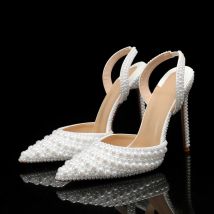 Luxus handgemachte volle Perlen Hochzeit Frauen Pumpen elegante spitze Zehen Pumps High Heels Mode Sommer Party Braut Schuhe