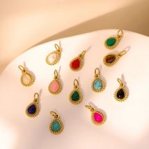 CARLIDANA Bohemian Gold Plated Stainless Steel Water Drop Shaped Natural Stone Pendant Fashion Charms Pendant for Jewelry