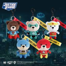 Echter Justice League Batman Wonder Women Plüsch-Schlüsselanhänger, Co-Branding-Teddybär-Puppe, süßes Anime-Film-Peluche-Spielzeug