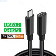 USB3.2 Gen2 2 USB-C-Verlängerungskabel Typ C Extender 20 Gbit/s Datenkabel Video 4K 60 Hz PD 240 W Ladekabel für PC Laptop U Disk