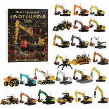 Heavy Equipment 24 Days Christmas Countdown Calendar 2D Flat Miniature Construction Vehicle Ornaments for Kids Christmas Holiday