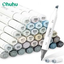 Ohuhu Oahu 36 Pennarelli per colori tono grigio Set Pennarelli per arte alcol Doppia punta Pennarello Schizzo Disegno Graffiti Manga Scuola Arte