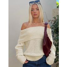 Fantoye stricken sexy schulter frei Pullover Frauen Pullover Aprikose rücken frei Langarm pullover Herbst Winter neue lässige Streetwear