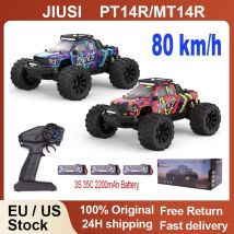 JIUSI PT14R MT14R 1/14 4WD RC coche 80 km/h sin escobillas 2,4G Control remoto coche de carreras de alta velocidad todoterreno RC camión 3S 35C 2200mAh