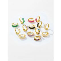 Andywen 100% 925 Sterling Silver Rainbow Color Hoops Circle Round Earring Piercing CZ Zircon Pave Pendiente Ohrringe Jewelry