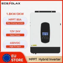 Inversor Solar híbrido ECGSOLAX 1.8KW 3KW 12V 24V 230V con controlador de carga MPPT de 80A inversor híbrido Solar fuera de la red Max PV 450V