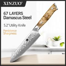 XINZUO 5,2" Allzweckmesser Chinesisches VG10 Damaststahl Küchenmesser Professionelles Schälmesser Obstschälmesser Holzgriff