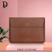Business Custom Letters Laptop Bag Large Capacity Engrave Initials Laptop Sleeve Luxury Woman Man Leather Tablet Computer Pouch