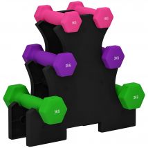SPORTNOW set di manubri 2x1kg 2x2kg 2x3kg con supporto multicolore