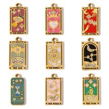 3pcs/Lot Stainless Steel Enamel Tarot Cards Necklace Pendants Hourglass Eye Crown DIY Charms Women Moon Sun Star Jewelry