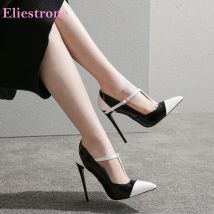 Frühling Neue Glamour Schwarz Weiß Frauen Hochzeit Pumps Spike High Heels Dame Kleid Schuhe Plus Große Größe 43 45 47