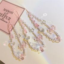 Koreanische Rosa Bär Schmetterling Blume Telefon Kette Trendy Anhänger Für iPhone Samsung Universal Zubehör Nette Telefon Hängen Seil