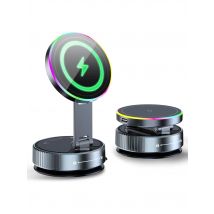 Cooling Wireless Charger Car Phone Holder with Breathing RGB Light Magnetic Suction Cellphone Bracket for iPhone 12-17 Pro Max