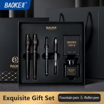 BAOKE T18/T19/T20 Set regalo penna stilografica grigia nera, include bottiglia d'inchiostro, 6 cartucce, confezione squisita, penne per scrittura liscia