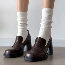 College-Stil Damen-Loafer-Schuhe, modisch, flach, zum Hineinschlüpfen, Vintage-Stil, elegant, dicker Absatz, Pendelschuhe