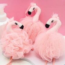Flamingo Badeschwämme Tier Kinder Luffa Bad Pouf Mesh Tierspielzeug Badeschwamm Bunte Körperwäscher Bälle Duschnetz für Kinder