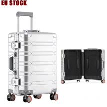 Valigia da viaggio tutta in alluminio STOCK UE Valigia da viaggio d'affari di alta qualità su ruote Trolley Valigia da cabina da 20 pollici