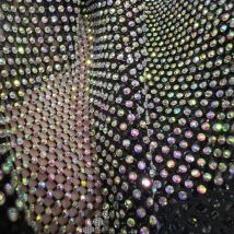 Dehnbarer Kristall-Strass-Mesh-Stoff mit hoher Dichte, dehnbar für Partykleidung, Abendkleider, glitzernder Strass-Stoff