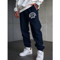 Powerhouse Gym Letter Printed Sweatpants Men'S Basics Trousers Elastic Waist Loose Pocket Pants Casual Fleece Warm Men Clothing