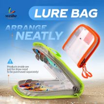 WEIHE 1PC Locken Angeln Getriebe Lagerung Tasche Sechs Grid Holz Garnelen Paket Locken Köder Tasche Angeln Zubehör Organizer