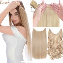 S-noilite-extensiones de cabello sintético Invisible para mujer, 20 pulgadas, sin Clips, línea de pescado, extensiones de cabello falso