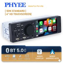 1 Din 4" CarPlay Autoradio Bluetooth, Android-Auto, MP5-Player USB/TF/AUX, Rückfahrkamera-Eingang, Stereo-Audio-Kopfeinheit F7805C