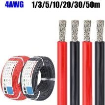 4AWG hitzebeständige Silikondraht, elektrisches Kabel, 25 mm2, rot, schwarz, weicher Silikondraht für Auto, Automobil, Batterie, Solarpanel, Wohnmobil