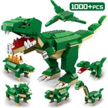 1000PCS 6 In 1 Jurassic Sarcosuchus Imperator Tyrannosaurus Rex Model Building Blocks Kids Dinosaur World Bricks Toys