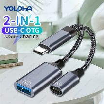 Cavo USB C OTG Adattatore per Telefono 2 in 1 da Tipo C a USB A con Porta di Ricarica PD per Samsung Huawei Xiaomi Telefono Laptop Tablet