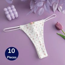 BZEL 10PCS Neue frauen Höschen Atmungsaktive Unterwäsche Süße Blumen Sexy Dessous Niedliche Weibliche Slips Komfort Gestreiften Unterhose Heißer