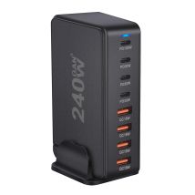 240 W GaN-Desktop-Ladegerät mit 8 USB-C-Anschlüssen, unterstützt PD 3.0-Schnellladung und ist kompakt und tragbar