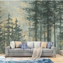 Benutzerdefinierte Wandbild Tapete Ölgemälde von Kiefernwald Landschaft Wohnzimmer Schlafzimmer selbstklebend wasserdicht Papel De Parede