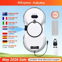 Robot Lavavetri PuRuiKai, Robot Pulitore per Finestre 5600Pa, Telecomando, 3 Modalità di Pulizia, Monitoraggio Intelligente dei Bordi