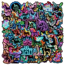10/30/56 stücke Kawaii Cartoon Neon Einhorn Aufkleber Wasserdicht DIY Schreibwaren Telefon Wasser Flasche Nette Kreative Graffiti Aufkleber Pack