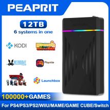PEAPRIT HDD para juegos de 12TB con Hyperspin Launchbox Retrobat Playnite 10K + consola de videojuegos Retro para PS3/PS2/PS/Wii/WIIU/SWITCH