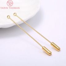 (3811) 6PCS 65MM 24K Gold Farbe Messing Brosche Auge Pins mit Stopper Hohe Qualität Diy Schmuck Erkenntnisse zubehör